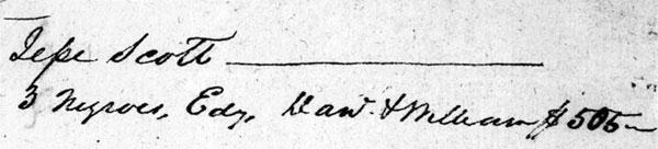 Jesse Scott‚Äôs receipt for purchase of the Fossett family at 1827 Monticello auction
