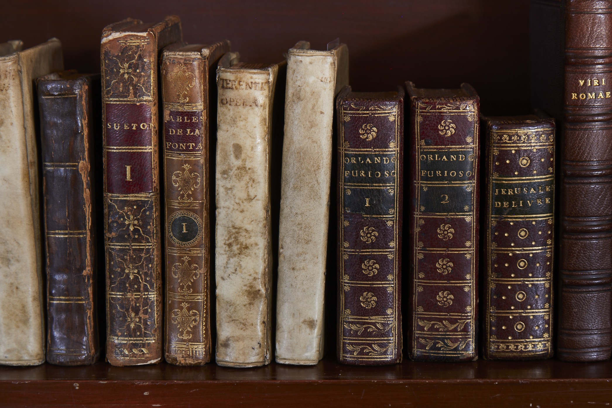 Books currently on display in the Library within Thomas Jefferson's private suite of rooms at Monticello