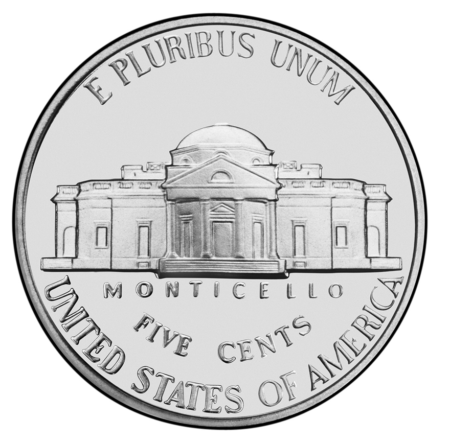 Original Jefferson Nickel (back)